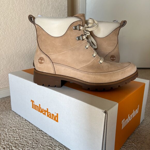 Timberland Ellendale Women's 9.5M Lace-Up Boots Light Beige Nubuck - Picture 12 of 16